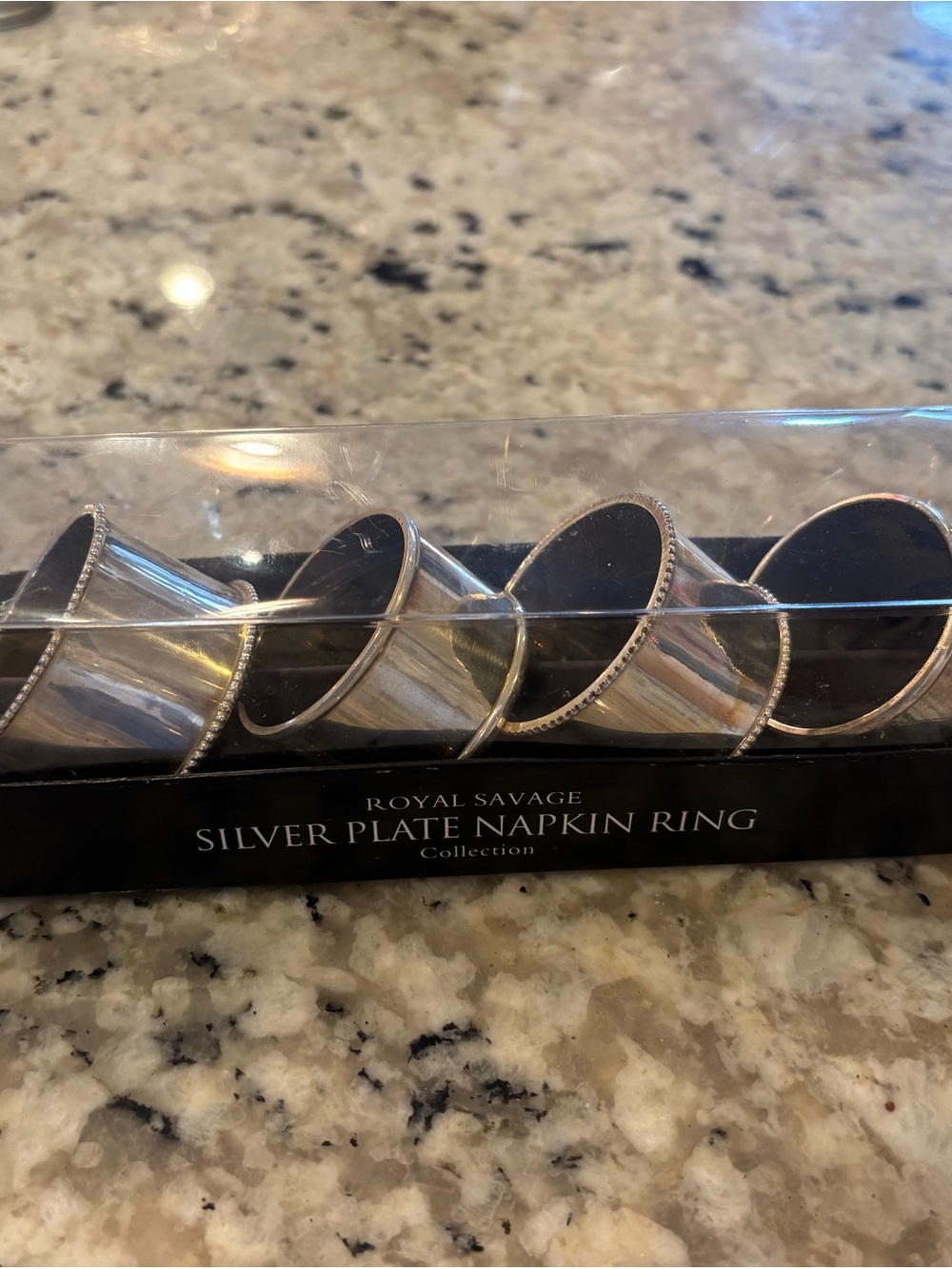 Restoration Hardware Silver Plated four Napkin Rings new in Box